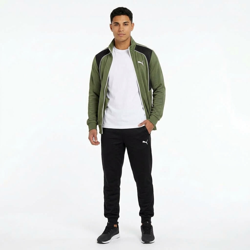 Tuta Sportiva Uomo Puma Poly Tracksuit Colorblock - verde
