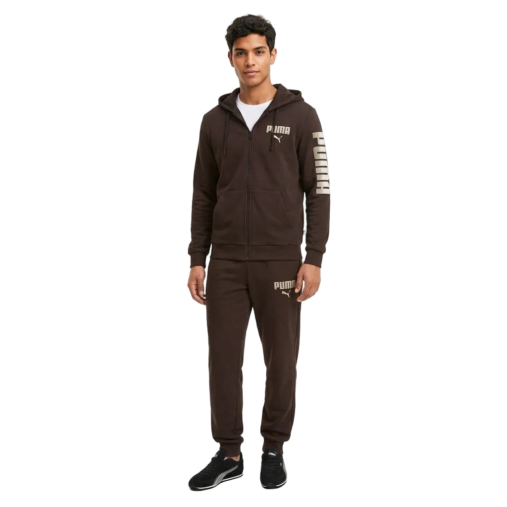 Tuta Completa Puma con Cappuccio e Logo Grande - Marrone