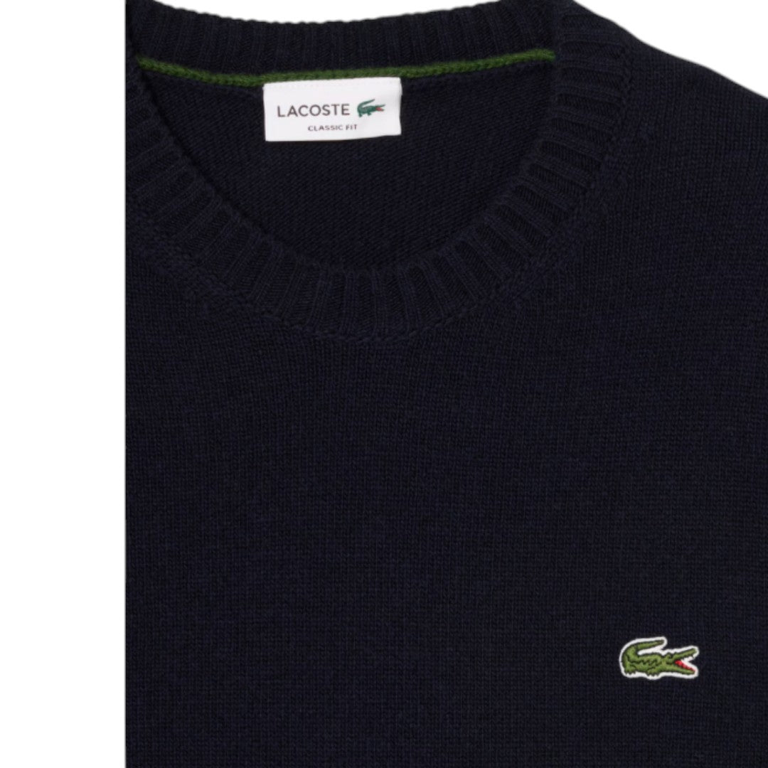Maglione Lacoste a girocollo in lana cardata