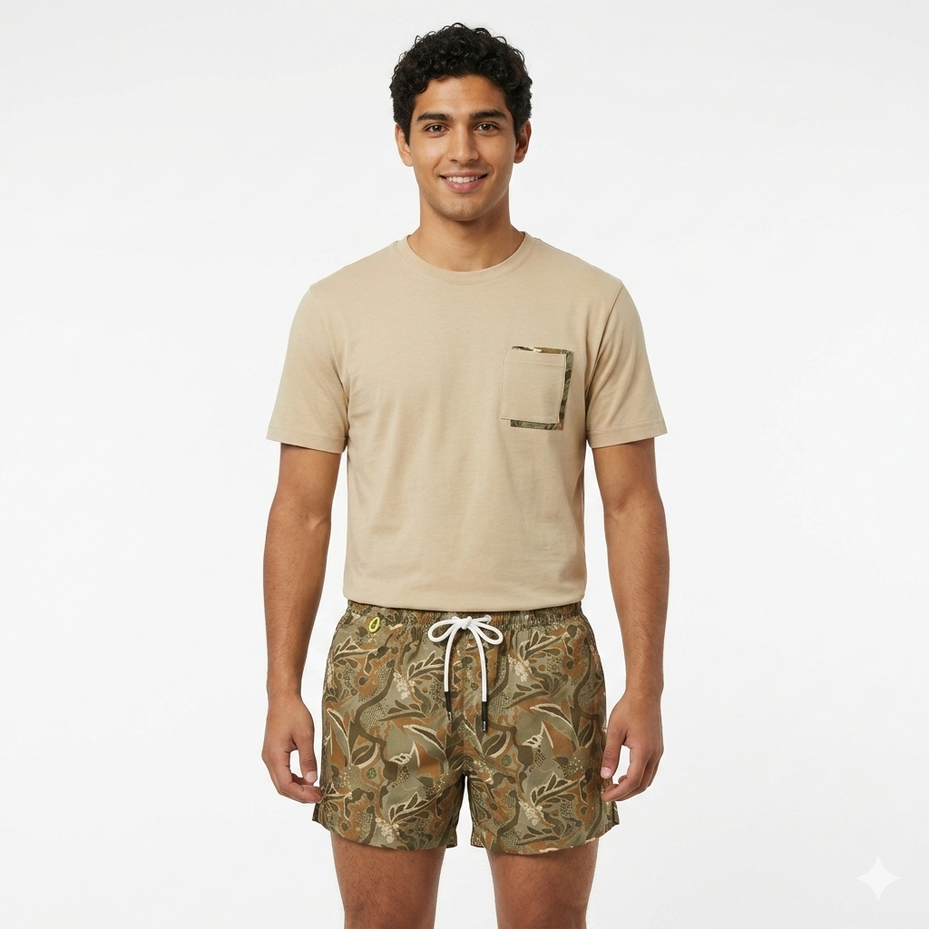 Costume da Bagno Hamaki-Ho – Boxer Mare con Stampa Foliage Abstract