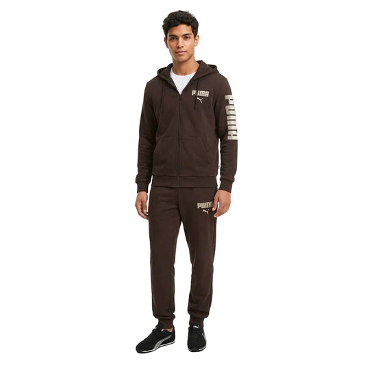 Tuta Completa Puma con Cappuccio e Logo Grande - Marrone