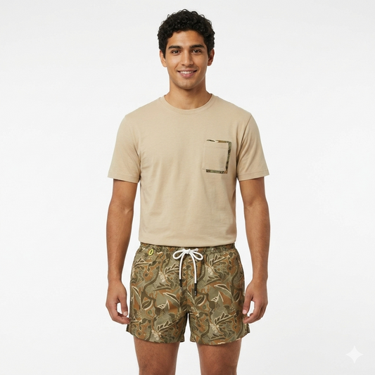 Costume da Bagno Hamaki-Ho – Boxer Mare con Stampa Foliage Abstract