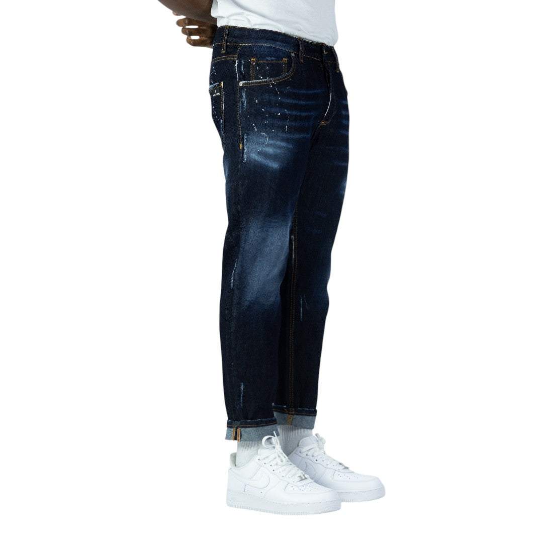 Jeans SOLDIER New Woll 775B – Denim Dark Wash con Dettagli Paint Splatter