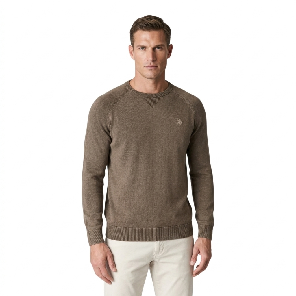 Maglia U.S. Polo Assn. - girocollo da uomo in cotone Premium Quality