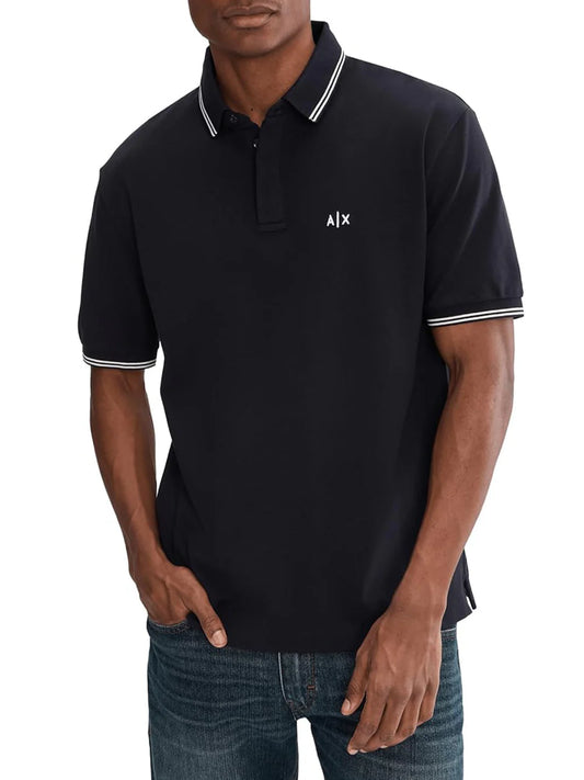 Polo Armani Exchange in Piquet Stretch con profili a contrasto