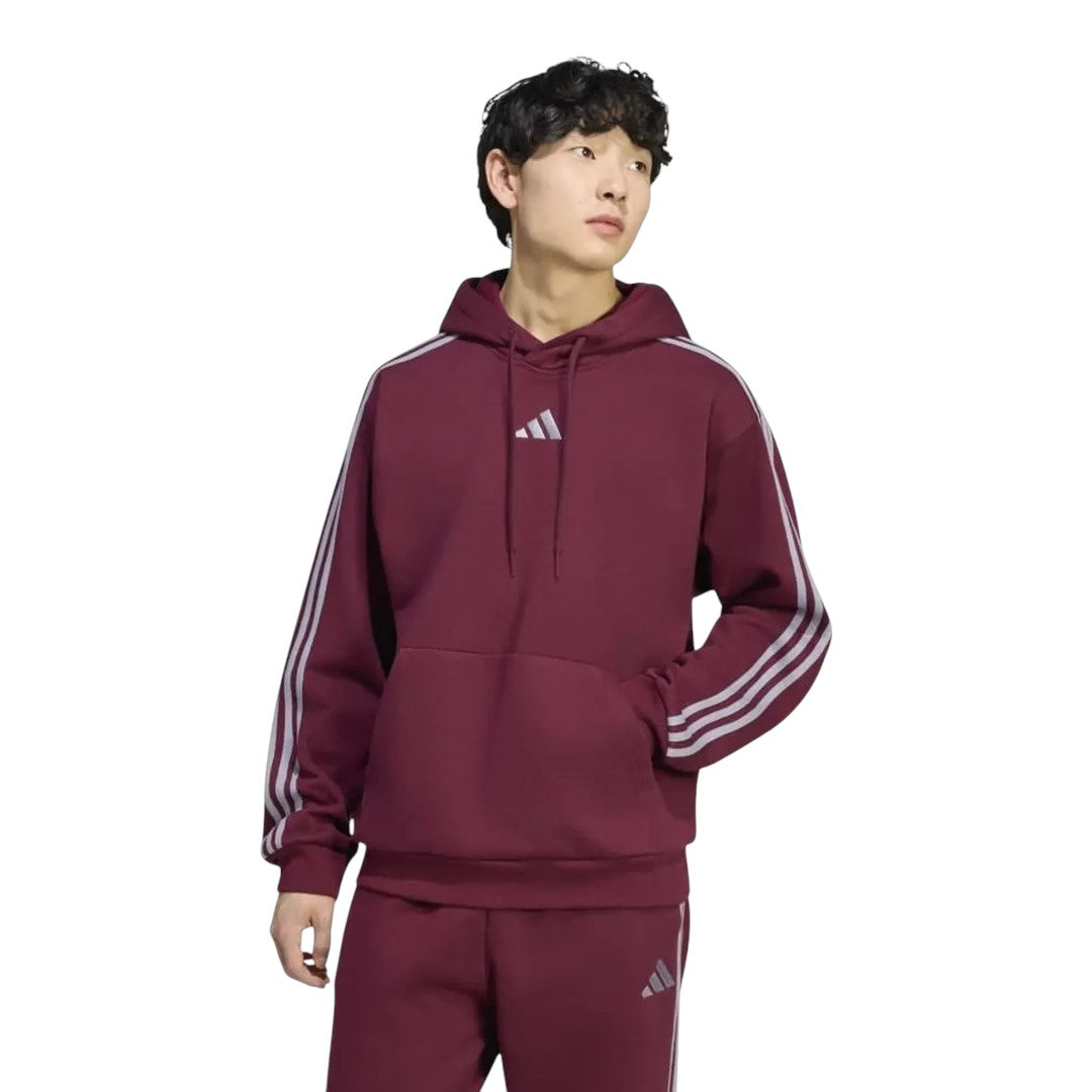 Felpa Adidas con cappuccio felpata - 3 stripes - bordò
